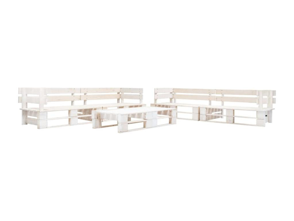 Salon de jardin palette 6 pièces Bois Blanc 76745XTQS