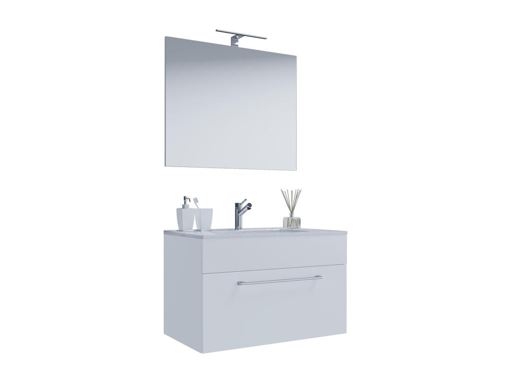 Artvivrestore 3-pièces lavabo meuble de salle de bains ensemble lavabo Artvivrestore tiroir miroir blanc - 80 44061AXGG