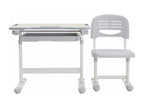 Ensemble bureau et chaise pour enfant Calmetop réglable en hauteur pupitre inclinable chêne Calmetop métal blanc et plastique gris 67964WETB