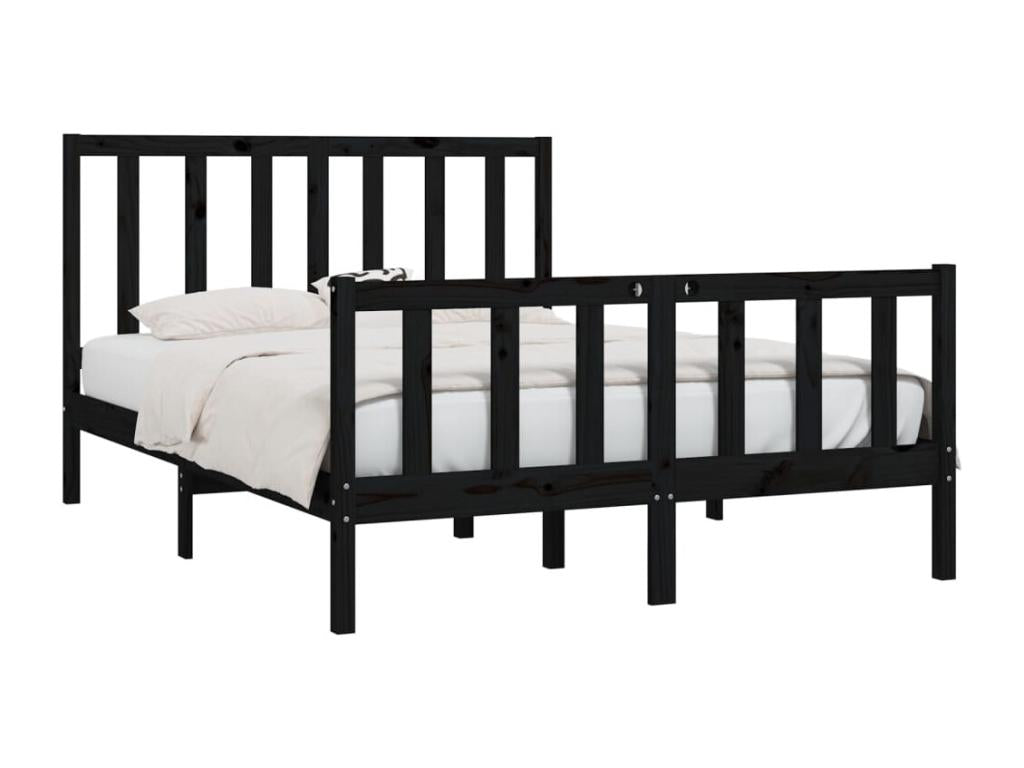 Cadre de lit Noir Bois massif 140x190 cm 86591DKAR