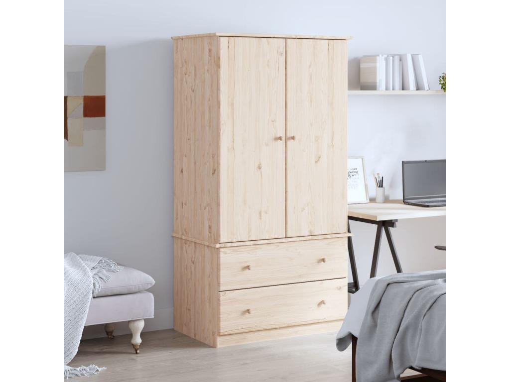 Garde-robe Calmetop 90x55x170 bois massif de pin 93062IFGY