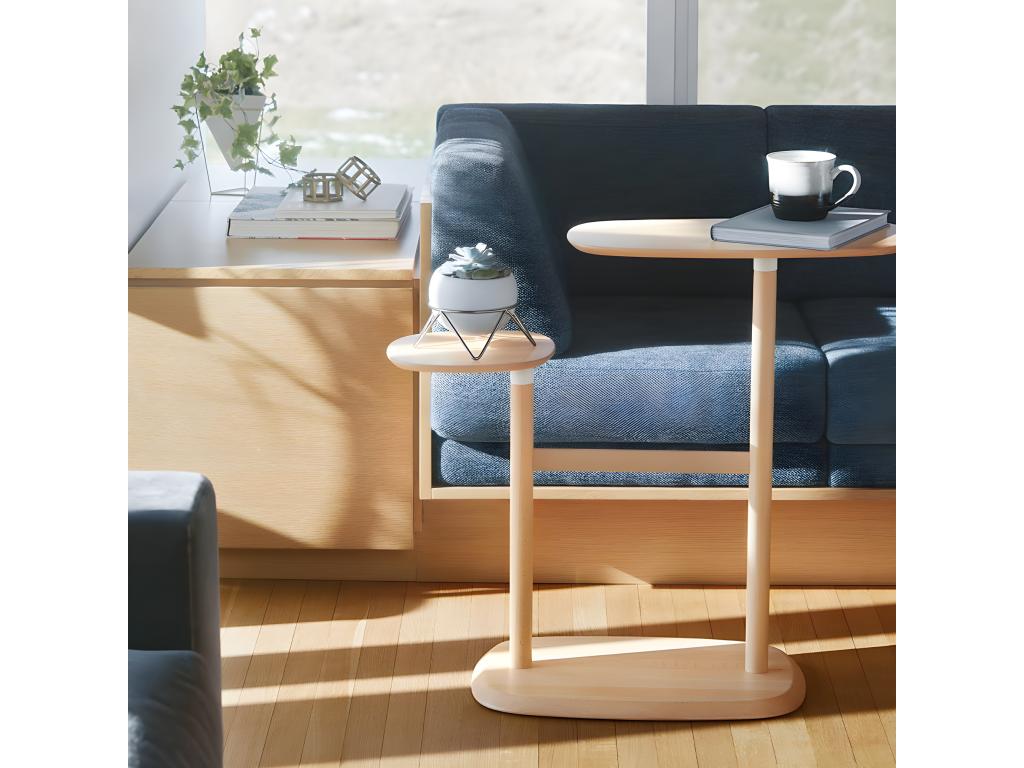Table d'appoint double plateaux pivotants Artvivrestore Naturel Artvivrestore 04478MJGY