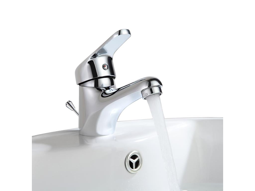 Mitigeur Lavabo Monotrou avec Tirette Vidage Bonde Incluse Chromé Porte Serviette Salle Bain Adhésif/Perçage Barres Porte Serviettes Mural Brossé 37868YGBX