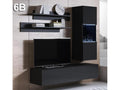 Meuble tv mural pour Salon Salle à manger en Noir avec LED 160x40x166cm Calmetop 6 13770GATT