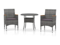 Mobilier à dîner de jardin 3 pièces Résine tressée Gris 13513VBKS