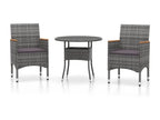 Mobilier à dîner de jardin 3 pièces Résine tressée Gris 13513VBKS