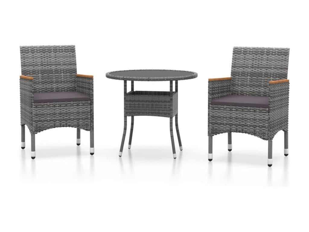 Mobilier à dîner de jardin 3 pièces Résine tressée Gris 13513VBKS