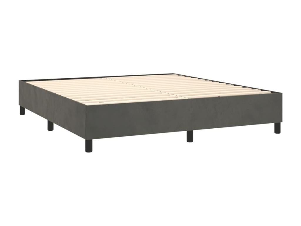Lit à sommier tapissier et matelas Gris foncé 160x200cm Velours 42010FVZC