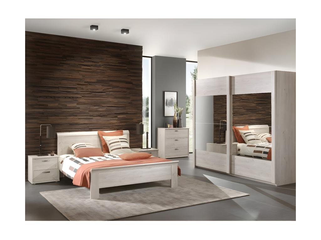Lit adulte robuste180x200 collection Artvivrestore- Coloris chêne clair 56418VZXP