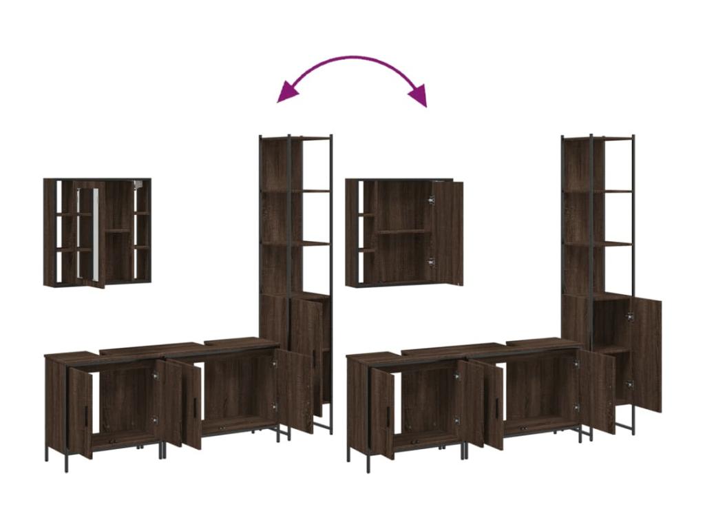 Ensemble d'armoires de salle de bain 4 pcs chêne marron 81067MDCA
