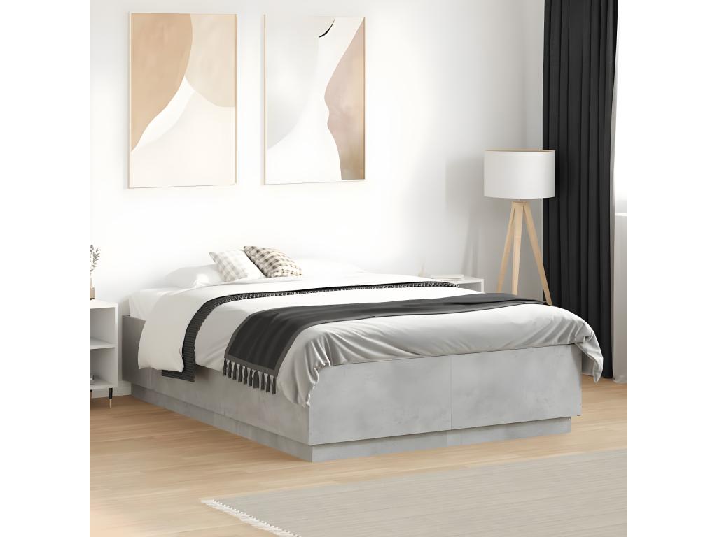 Cadre de lit gris béton 120x190 cm bois d'ingénierie 69011HGOK