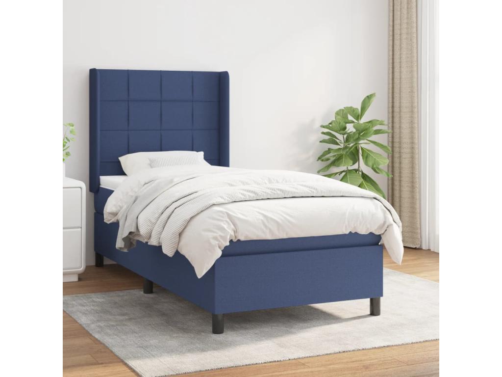 Sommier à Calmetop de lit avec matelas Bleu 80x200 Tissu 56146ACUP