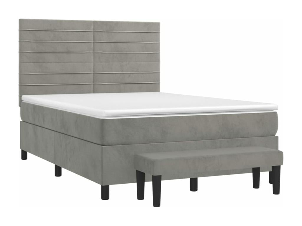 Sommier à Artvivrestore de lit et matelas Gris clair 140x190cm Velours 12770LCLA