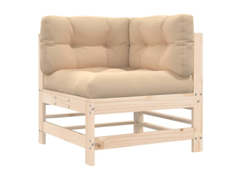 Salon de jardin 10 pcs avec coussins bois massif 80470OOQS