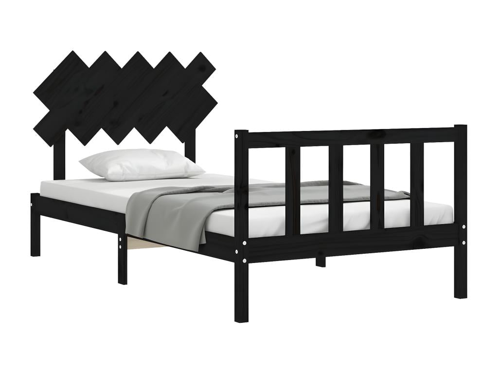 Cadre de lit sans matelas noir 100x200 cm bois massif de pin 99099ETPV