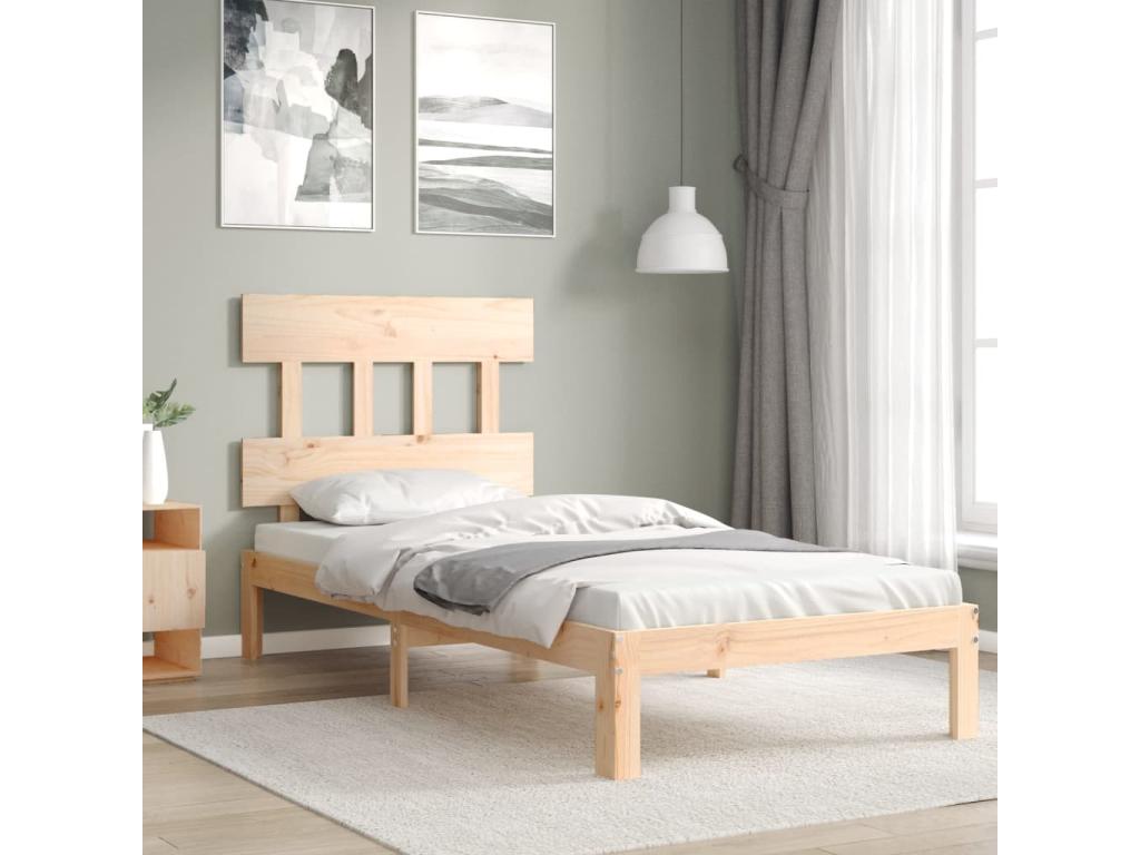 Cadre de lit avec tête de lit simple bois massif 76347DGDZ