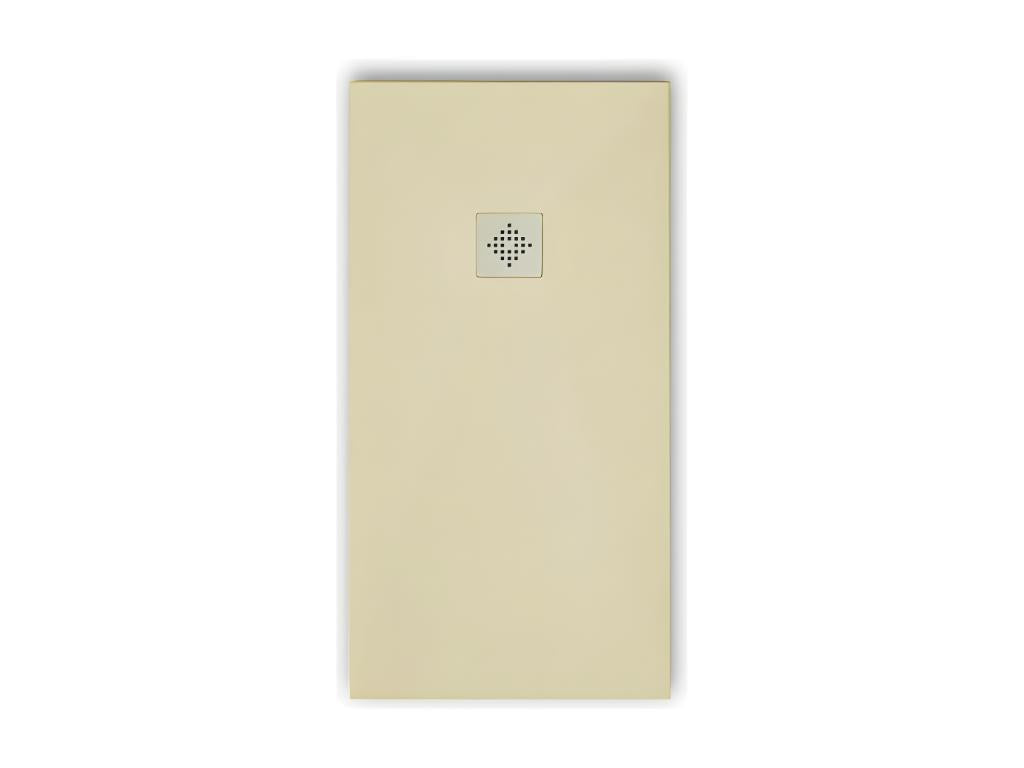 Receveur de douche 90x130 cm extra plat PURE en résine surface ardoisée beige Grille inox 34775JOFB
