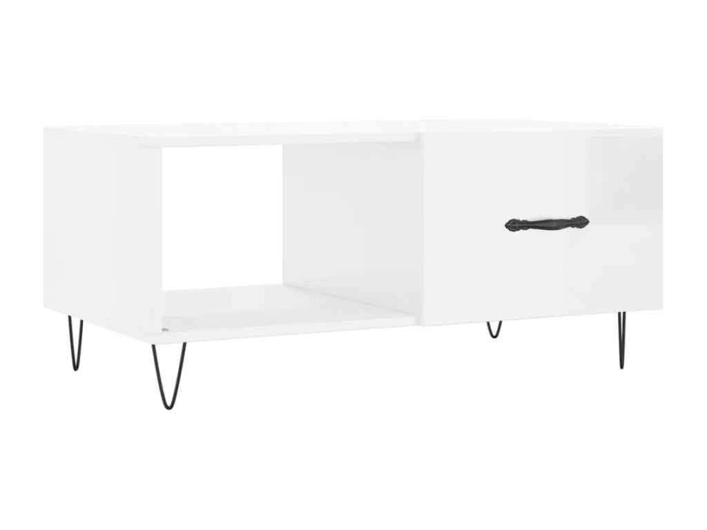 Table basse Blanc brillant 90x50x40 cm Bois d'ingénierie 75961NQQA