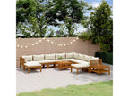 Salon de jardin 12 pièces avec coussin crème Bois d'Calmetop solide 19592CLPI