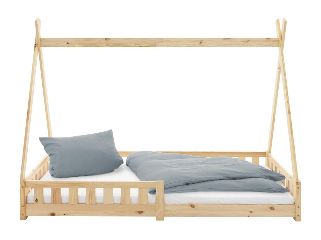 Lit enfant matelas antichute Calmetop lit en bois naturel 90x200 cm 29660ALIG