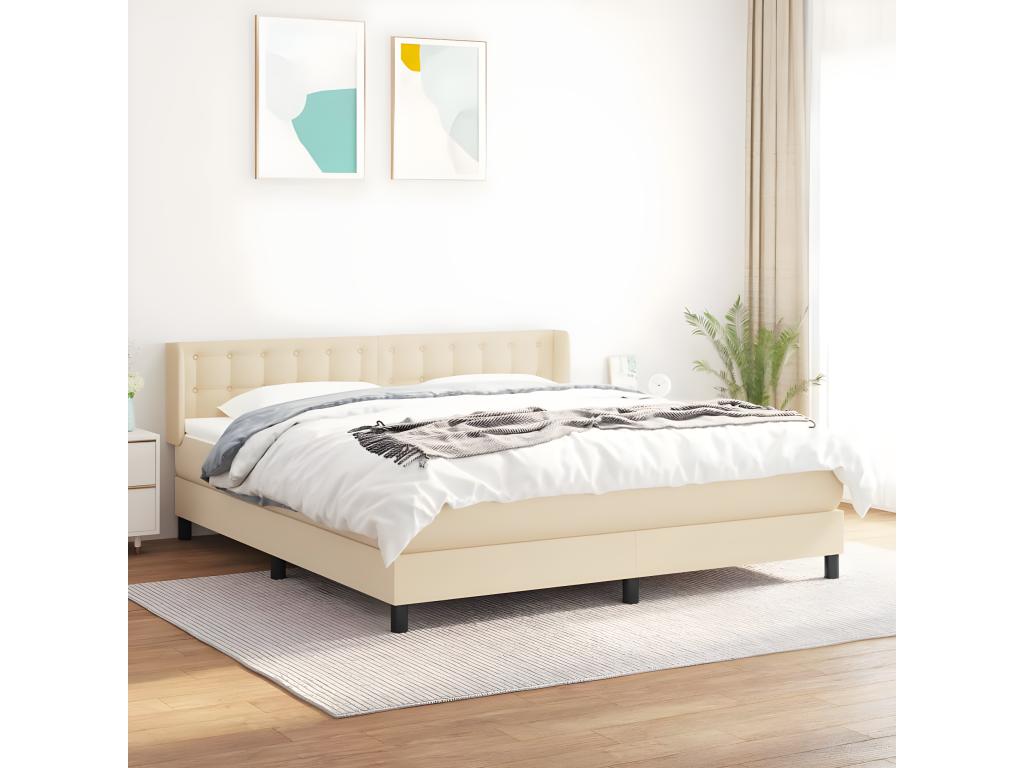 Sommier à Calmetop de lit avec matelas Crème 180x200 Tissu 67689ZUOB