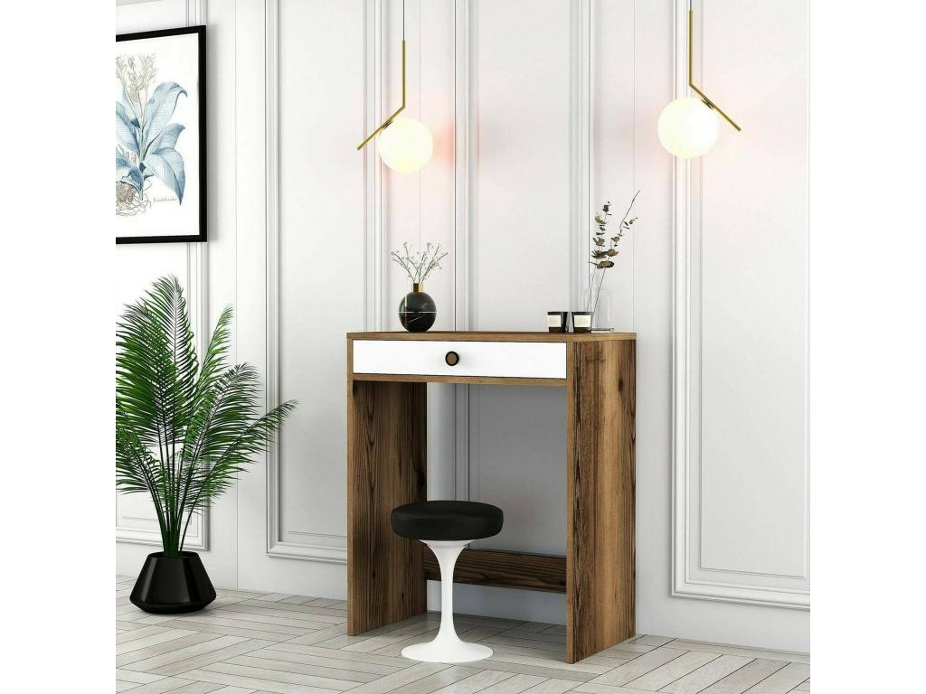 Console Artvivrestore Table polyvalente Armoire de rangement Bureau du couloir 70x85 h40 cm Noyer et Blanc 05140GKGE