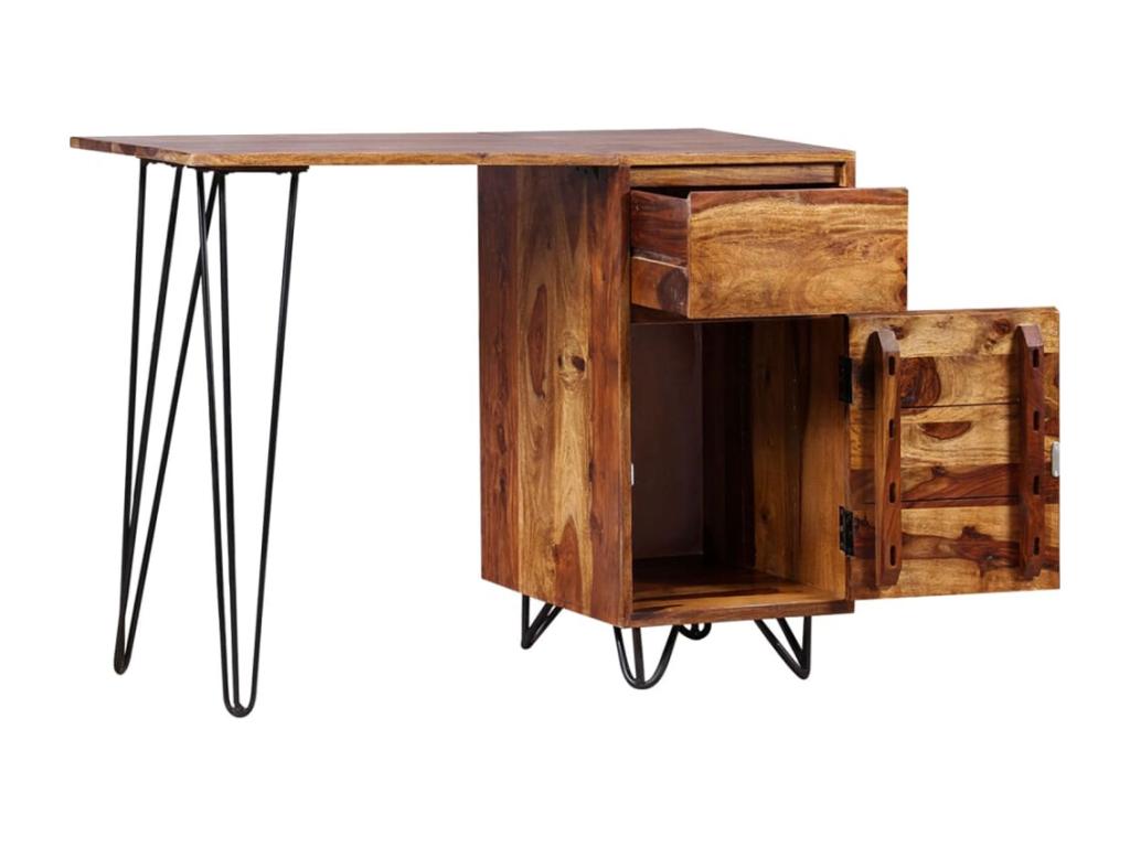 Bureau avec 1 tiroir et 1 armoire Bois massif 97160JEJU
