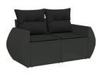 Salon de jardin 7 pcs avec coussins noir résine tressée 39910DPRS