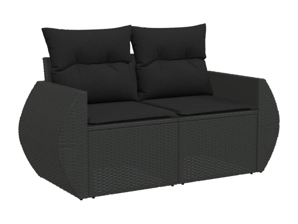 Salon de jardin 7 pcs avec coussins noir résine tressée 39910DPRS