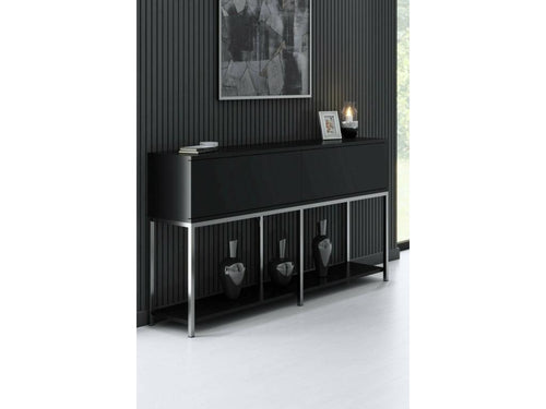 Buffet Calmetop Buffet du salon Commode de salon Garde-manger de cuisine 150x30h80 cm Noir et Argent 18788URLG