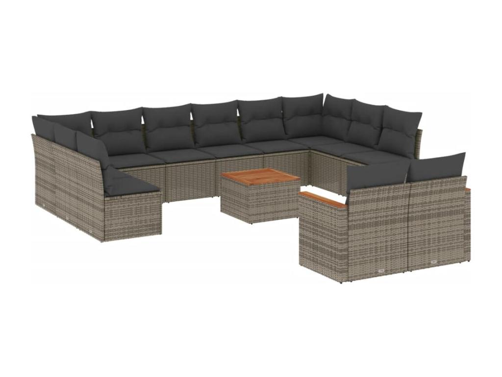 Salon de jardin avec coussins 13 pièces gris résine tressée 68836OEKS