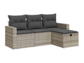 Salon de jardin 4 pcs avec coussins gris clair résine tressée 61631QSIP