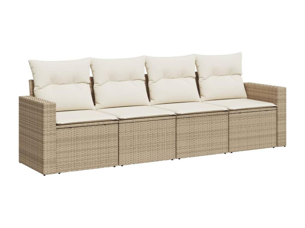 Salon de jardin avec coussins 4 pcs beige résine tressée 28837WJPU