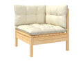 Salon de jardin 9 pcs avec coussins crème bois de pin massif 42867XTBP
