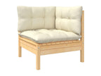 Salon de jardin 9 pcs avec coussins crème bois de pin massif 42867XTBP