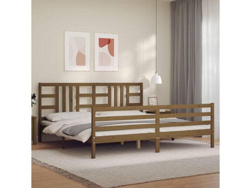Cadre de lit avec tête de lit marron miel 200x200cm bois massif 04997WYHJ