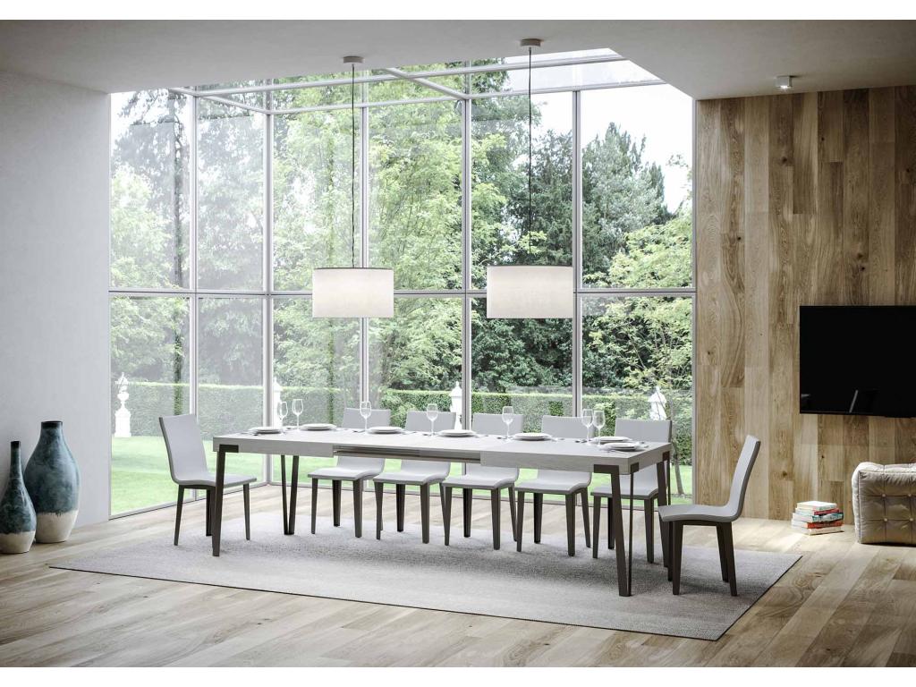 Table extensible 90x180/284 cm Calmetop Frêne Blanc cadre Anthracite 20645XGHL