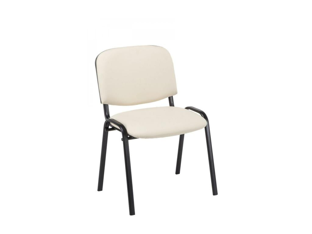 Lot de 4 Chaise de conférence - Similicuir / Métal noir mat - Crème - Artvivrestore 01876TSXL