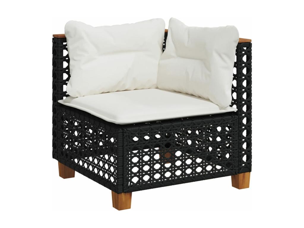 Salon de jardin 5 pièces avec coussins noir résine tressée 76889HNWW