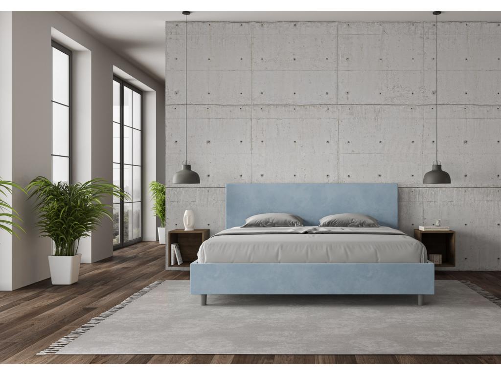 Lit coffre rembourré 180x210 microfibre bleu clair Artvivrestore 20533DIEX