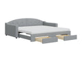 Lit de jour avec gigogne et tiroirs gris clair 100x200 cm tissu 65810VTVB