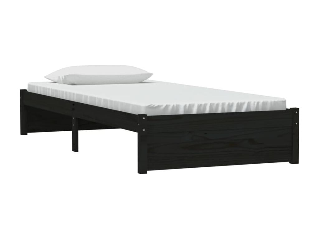Cadre de lit Noir Bois massif 90x190 cm Simple 47187OEMS