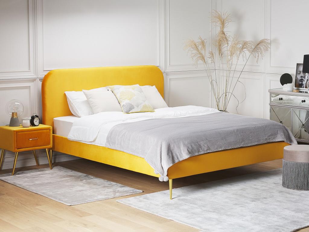 Lit avec sommier Velours Artvivrestore 140x200 cm Jaune 68383FZSW