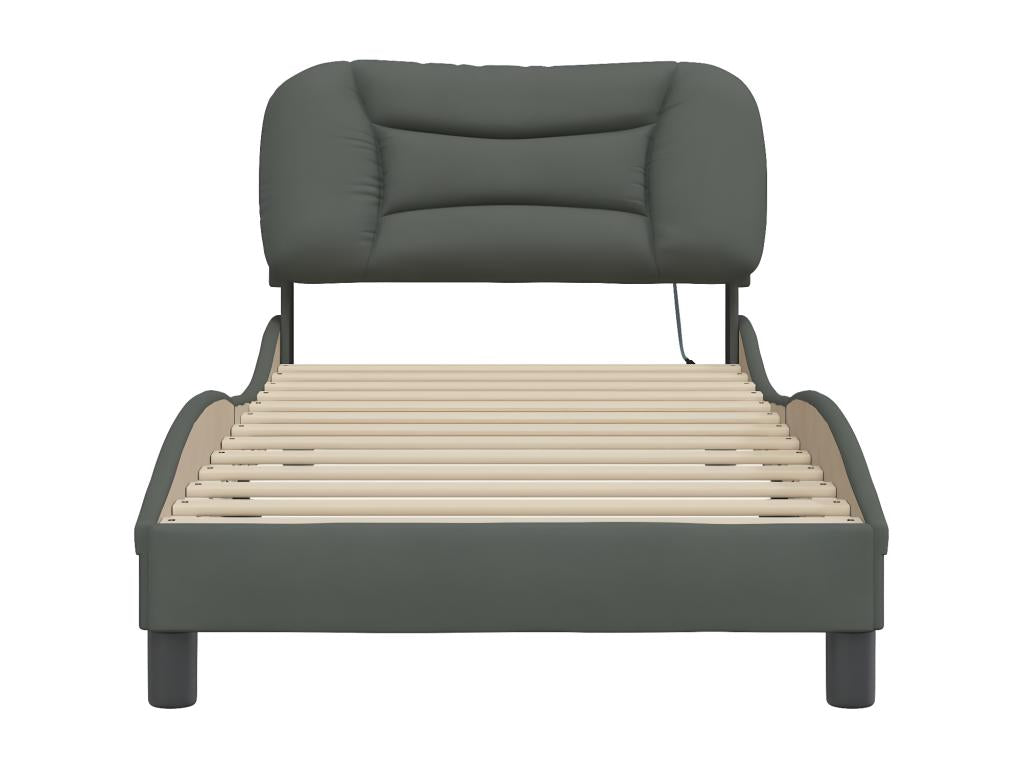Cadre de lit avec LED sans matelas gris foncé 80x200 cm tissu 36116QSGQ