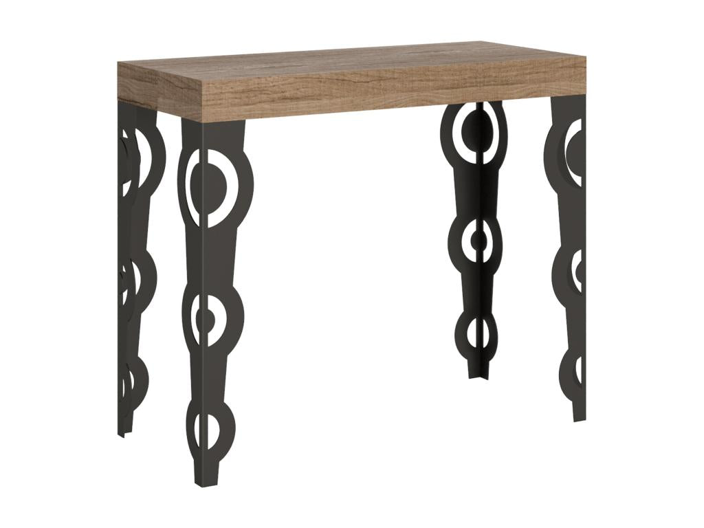 Console extensible 90x40/300 cm Karamay Premium Chêne Nature cadre Anthracite 84386XZPF