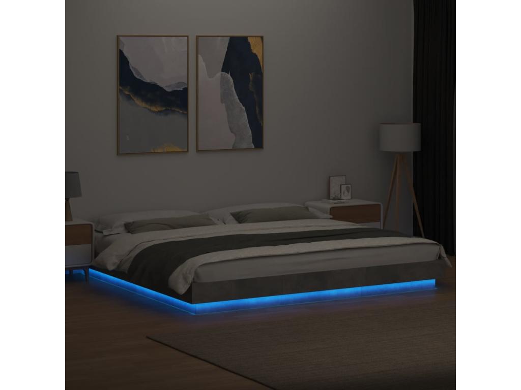 Cadre de lit avec Artvivrestoreères LED gris béton 180x200 61342TMVT