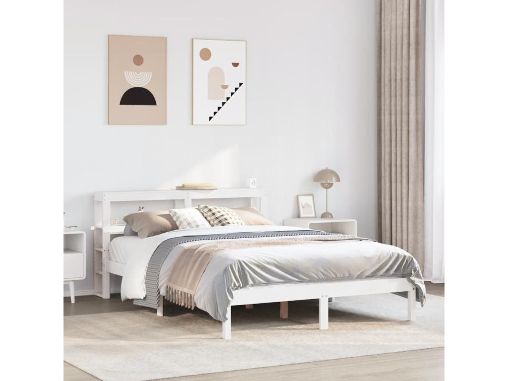 Cadre de lit sans matelas blanc 150x200 cm bois de pin massif 40924LDRA