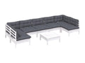 Salon de jardin 8 pièces avec coussins blanc bois de pin massif 63260RSQS