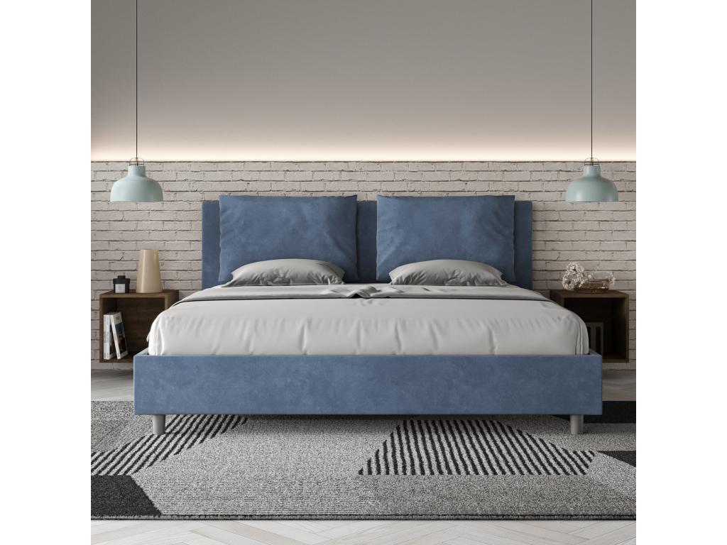Lit coffre rembourré 180x190 microfibre bleu Calmetop 37770DWMJ