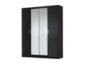 Armoire design de chambre 4 portes battantes bois laqué noir Calmetop 181cm 42460GEYF